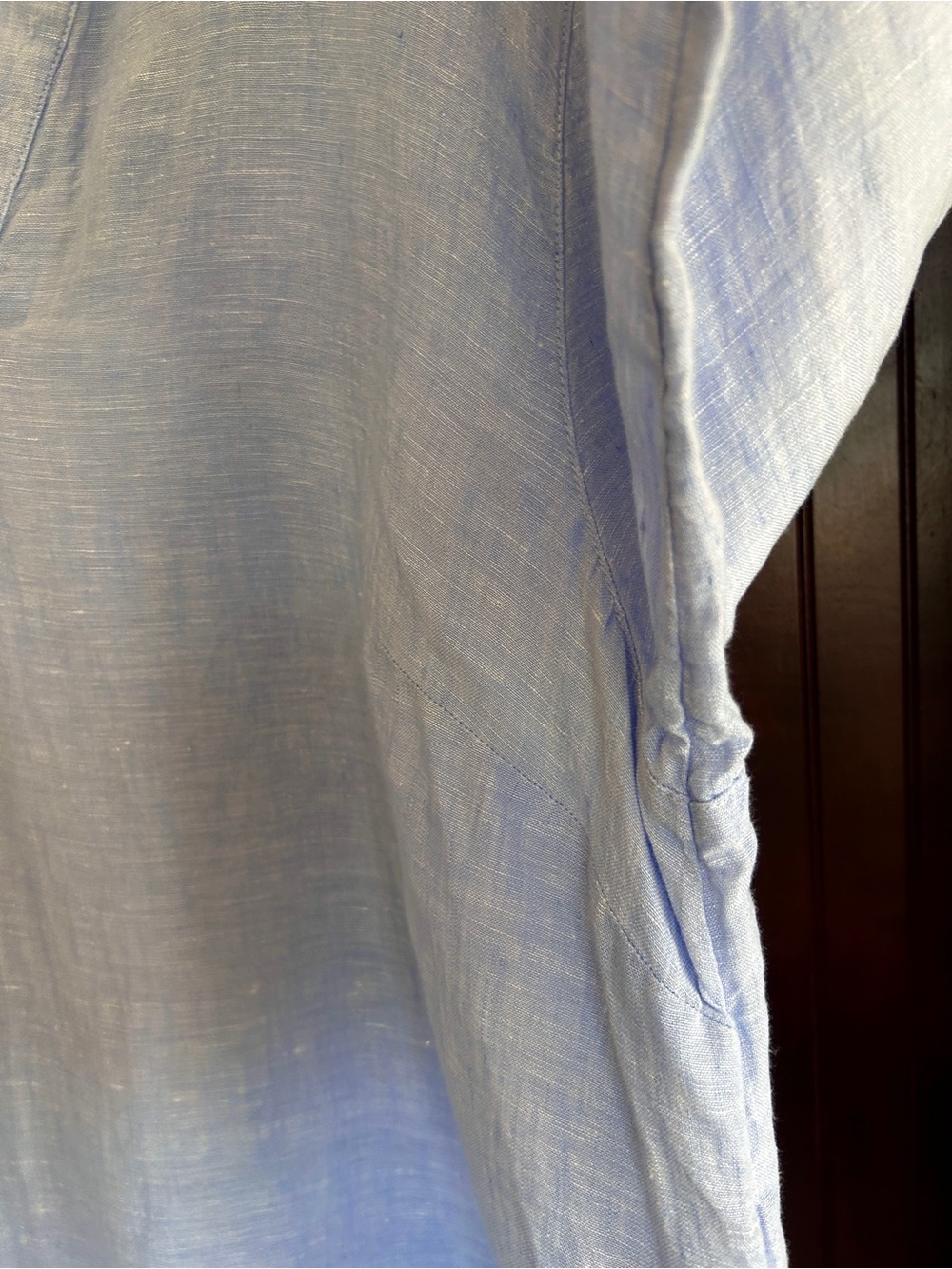 TAHARI Linen V Neck Popover Top 3/4 Sleeve Blue Coastal Breathable Relaxed Sz 1X - Picture 9 of 12